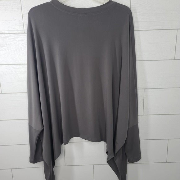 Planet Lauren G Top Gray Long Sleeve One Size Oversize Boxy Lagenlook Stretch - Picture 7 of 9